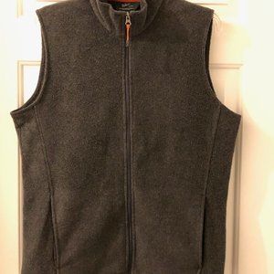 Woolrich Men Size M Charcoal Heather Full Zip Fleece Vest Outdoor Drawstring